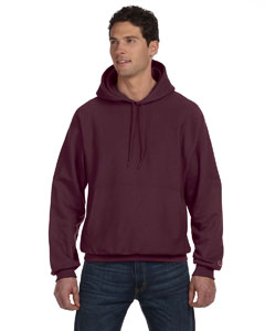 Man wearing a maroon hoodie and jeans.