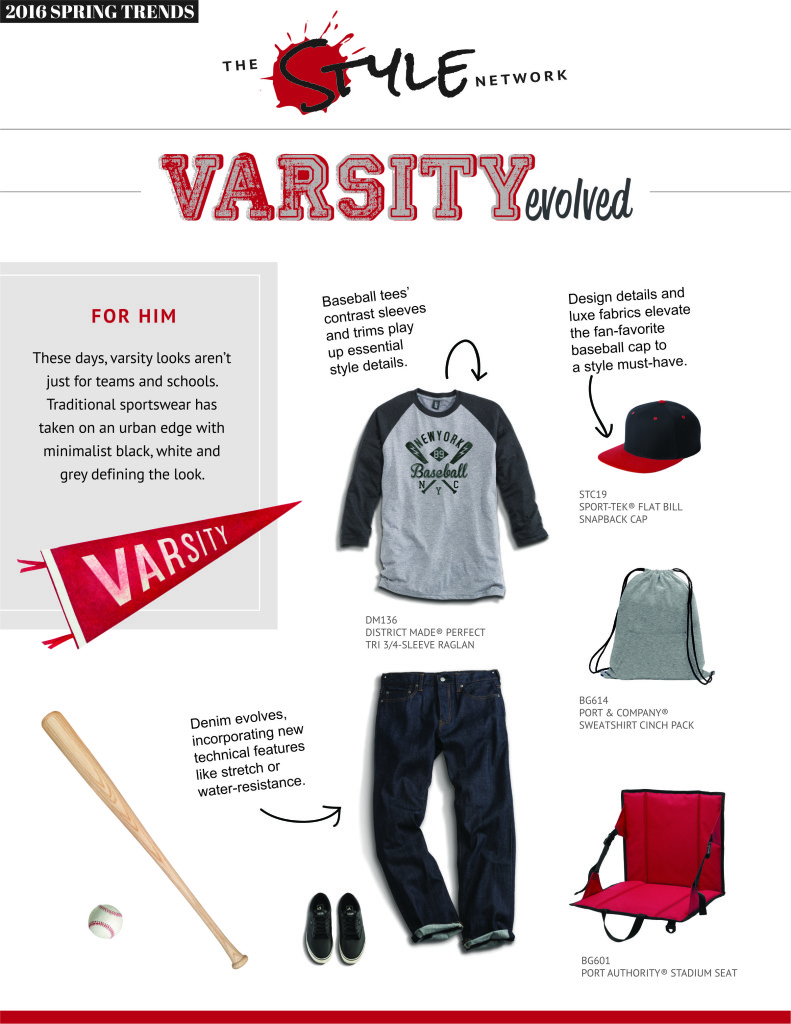 Varsity-inspired men's fashion and accessories.