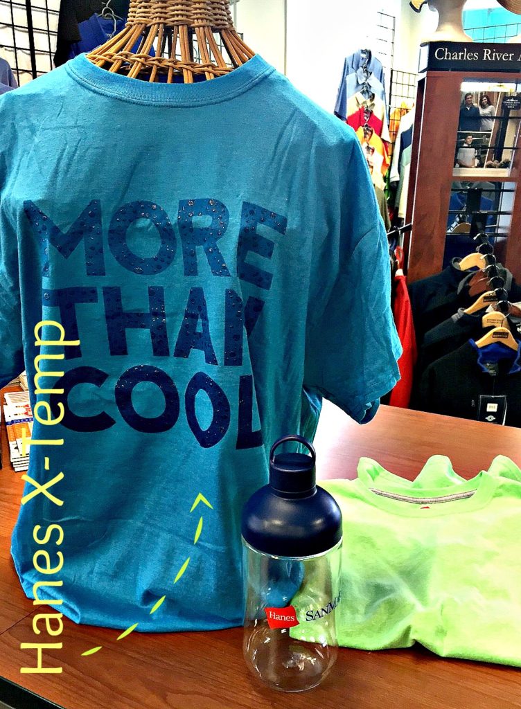 Blue "More Than Cool" t-shirt display.