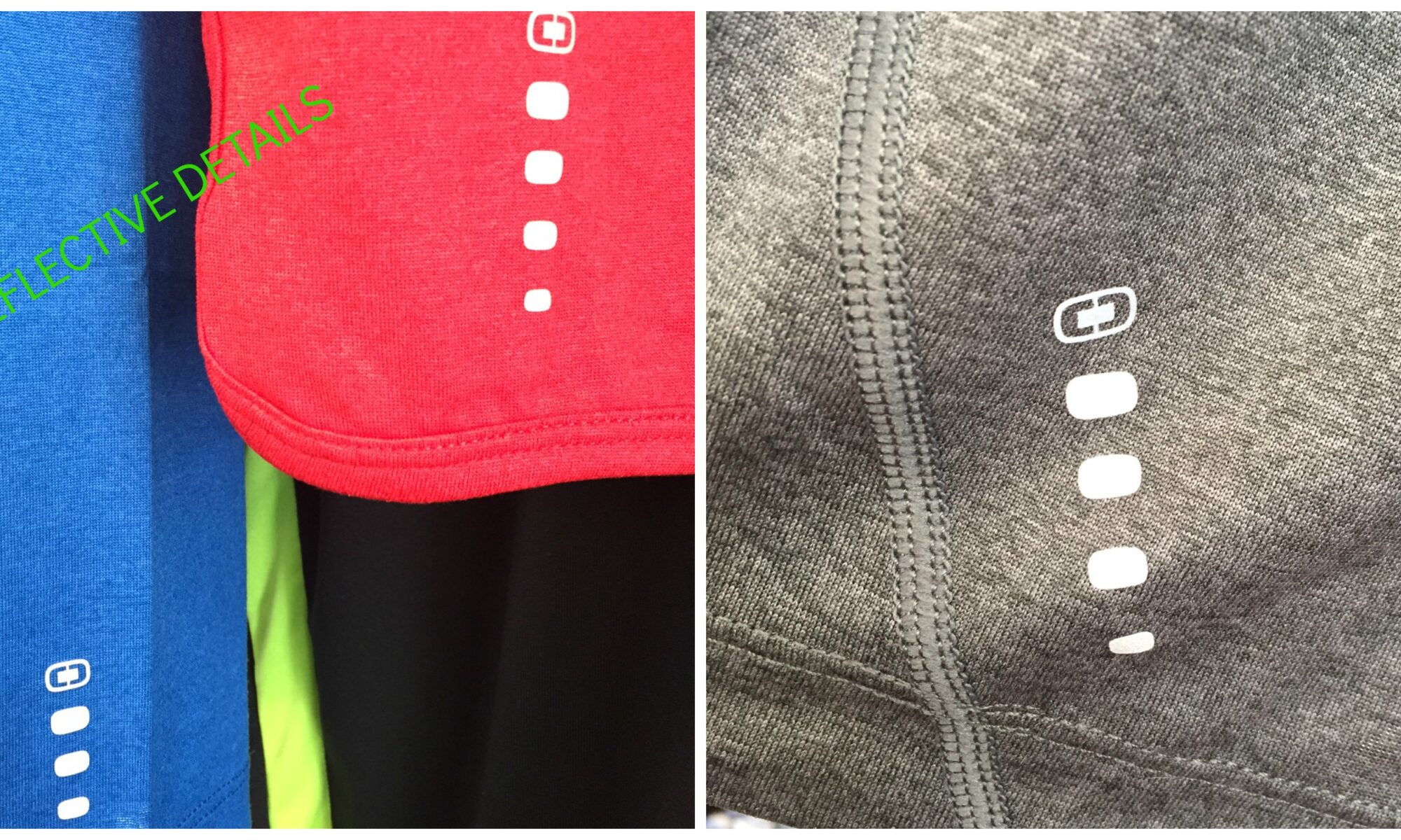 Reflective details on colorful fabric close-up.