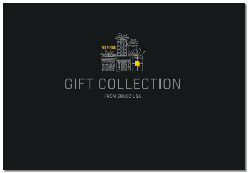 Gift collection advertisement with illustrated gifts.