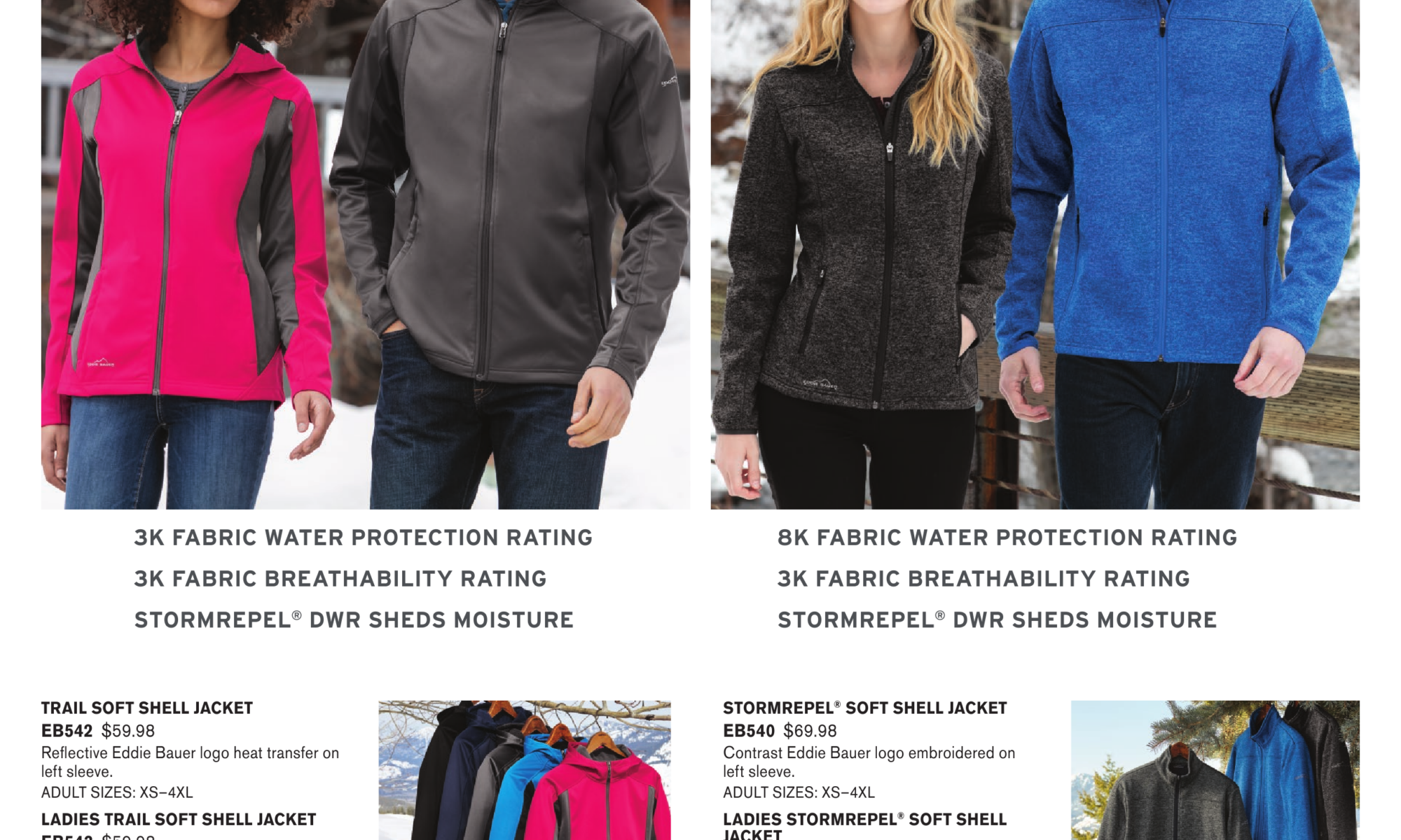 People wearing outdoor jackets in snowy setting.