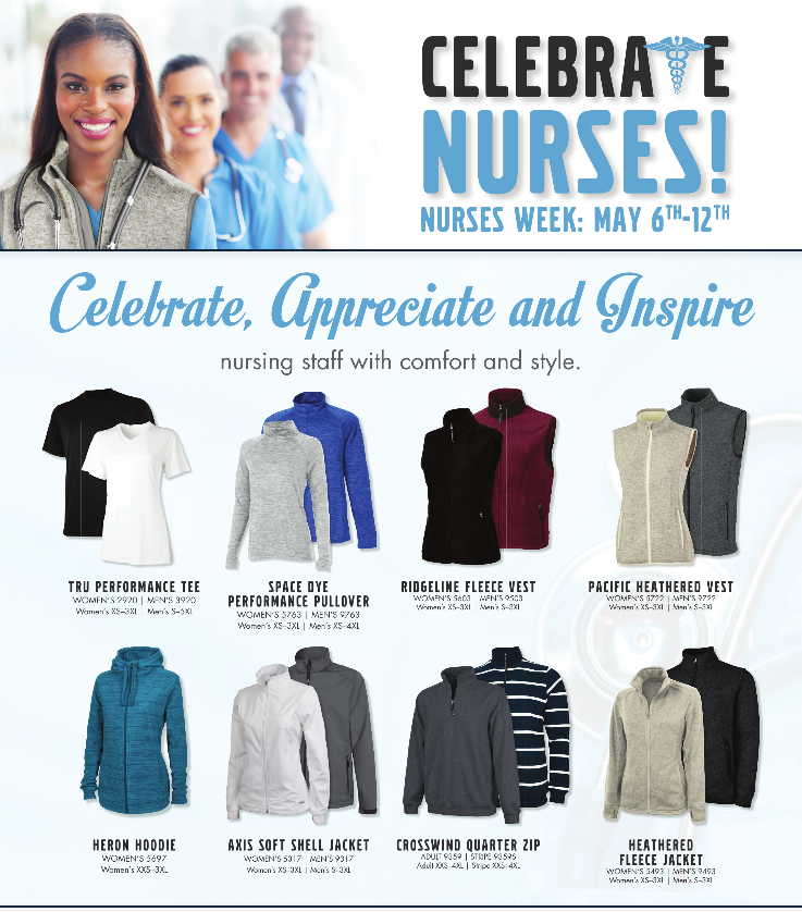 Nurse appreciation week clothing advertisement.