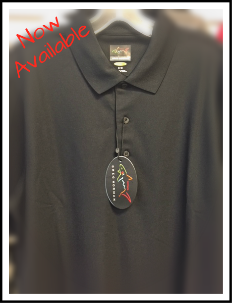 Black polo shirt with tag, now available.