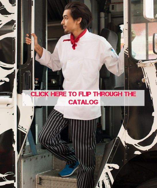 Chef standing in food truck doorway.