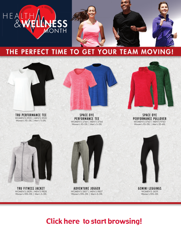 Fitness apparel for Health and Wellness Month.