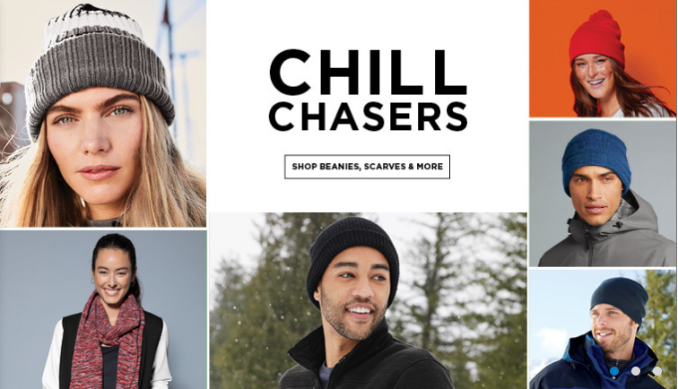 Winter accessories collage with various beanies.