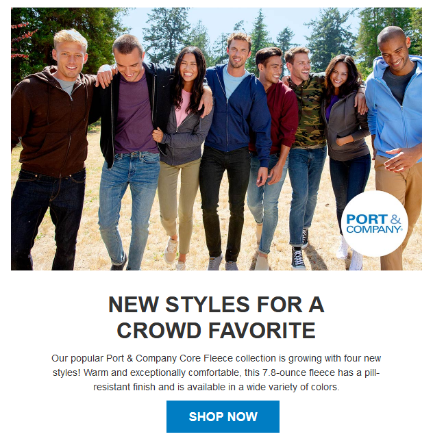 Group wearing casual Port & Company fleece.