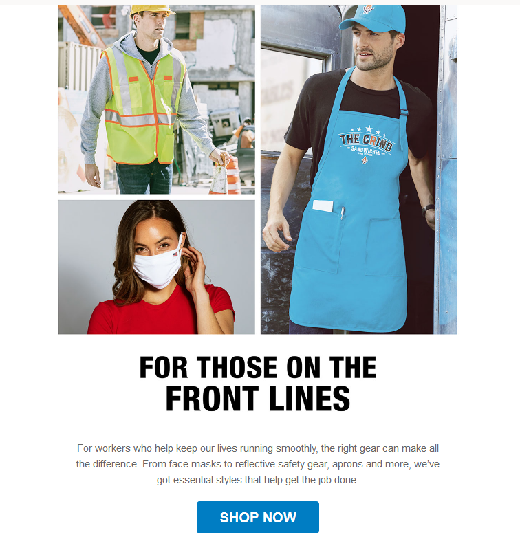 Workers wearing safety gear and apron.
