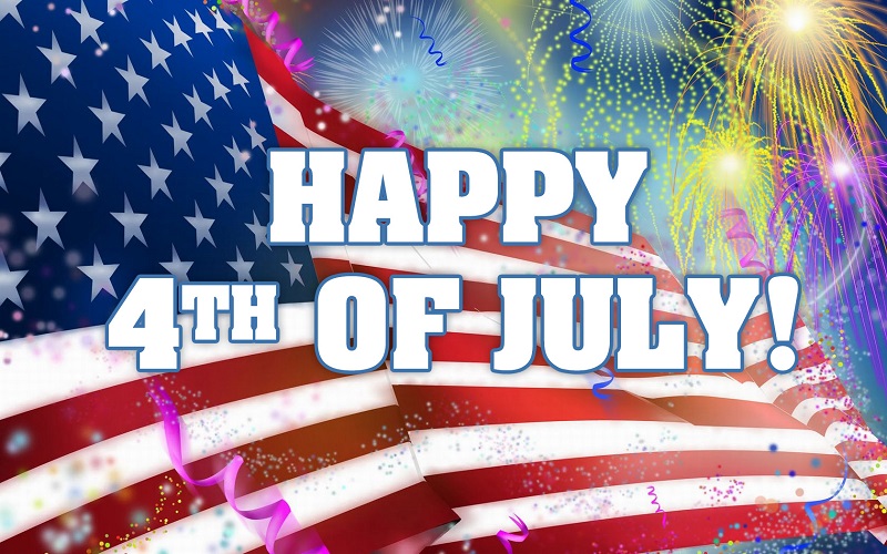 Happy 4th of July with fireworks.