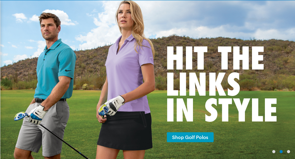 Golfers wearing stylish polo shirts outdoors.