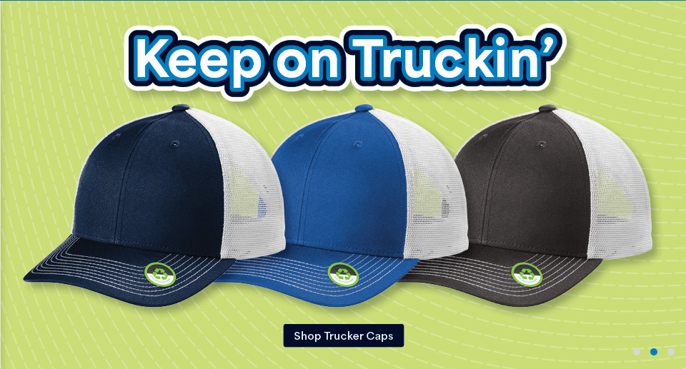 Trucker caps with "Keep on Truckin'" text.
