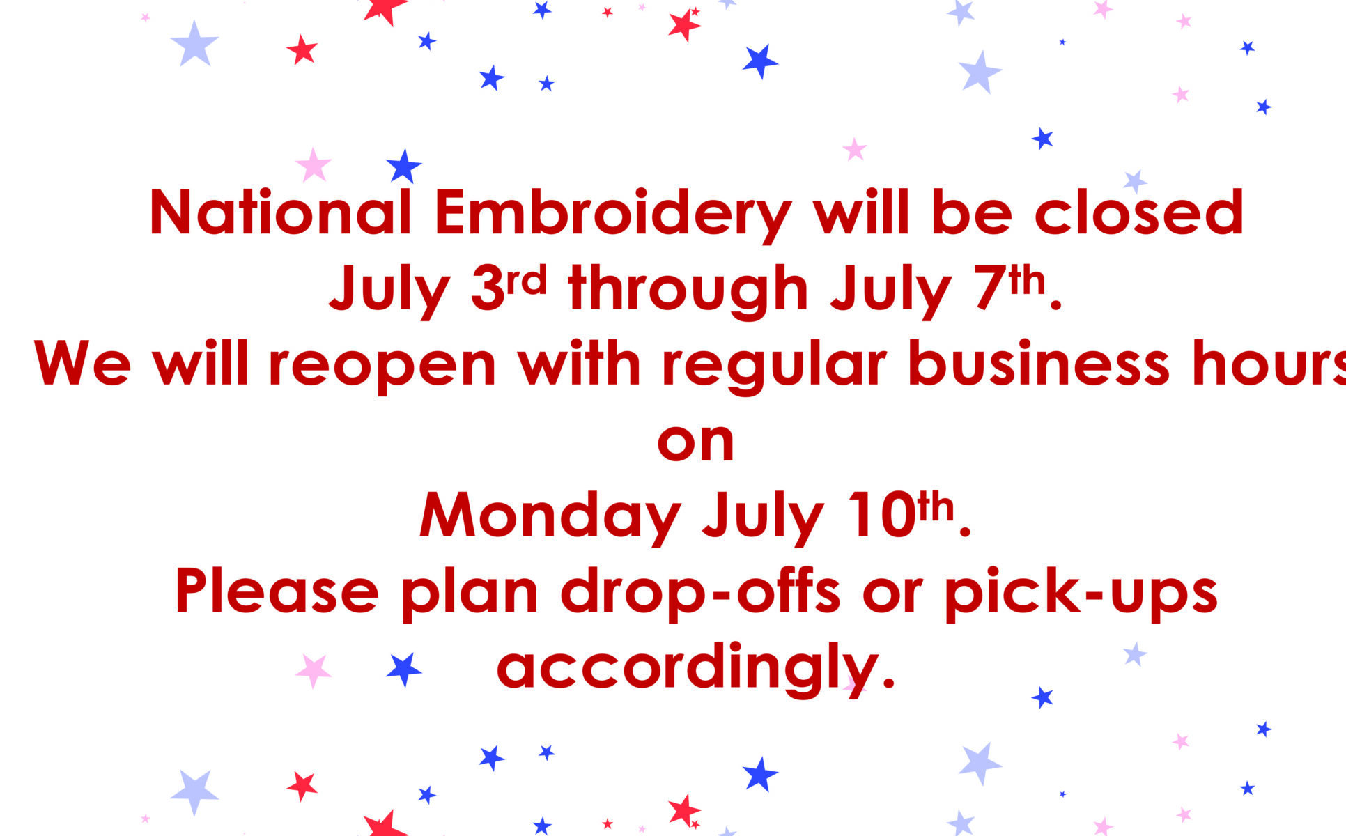 Closure notice with red, white, and blue stars.