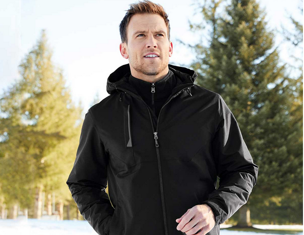 Man in black jacket outdoors in winter.